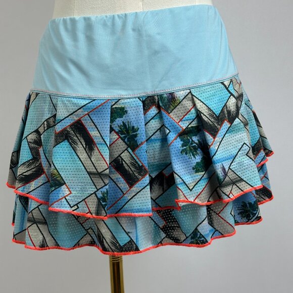 Lucky in Love ~ Sea Breeze Print Tier Tennis Pickleball Skort - L / 12 - Worn 1X - Picture 13 of 15